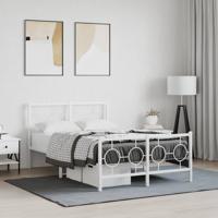 Bedframe met hoofd- en voeteneinde metaal wit 120 x 190 cm