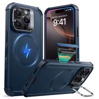 iPhone 16 Pro Max Cyber Tough Magnetic Case (Camera Control, Stash Stand) - Navy Blue