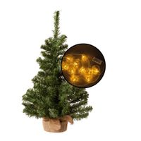 Kleine kunst kerstboom -groen -incl. 3D sterren lichtsnoer metallic goud - H60 cm - thumbnail