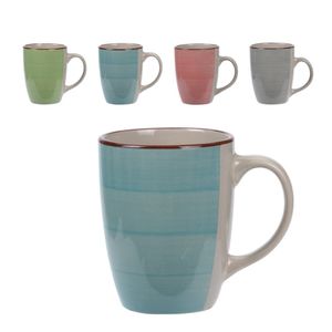 Set van 16x stuks luxe gekleurde stoneware bekers/koffiekopjes 270 ml