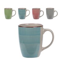 Set van 16x stuks luxe gekleurde stoneware bekers/koffiekopjes 270 ml