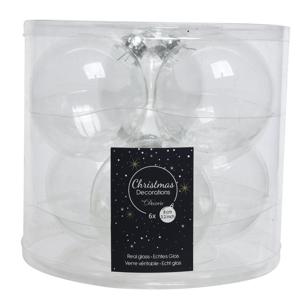 Decoris kerstballen - 6x st - transparant parelmoer - 8 cm - glas - kerstversiering