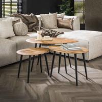 LifestyleFurn Organische Salontafel Lyda Acacia, Set van 3 stuks - Massief acacia naturel - thumbnail