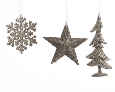 10 stuks! Hanger plastic glitter champagne - Decoris