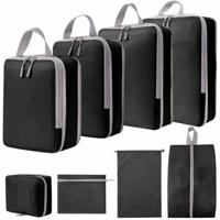Oliva's - Packing Cubes - Packing cubes compression - Kleding organizer voor bagage - 8 delig - Zwart - thumbnail