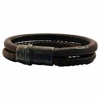 JOSH 09267-BRA-VB-BR Armband Vintage Black leder bruin-zwart