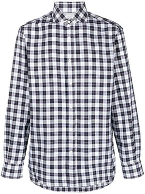 Brunello Cucinelli chemise imprimée à col italien - Bleu