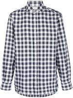 Brunello Cucinelli chemise imprimée à col italien - Bleu
