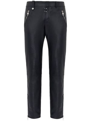 Alexander McQueen pantalon slim en cuir à coupe courte - Noir