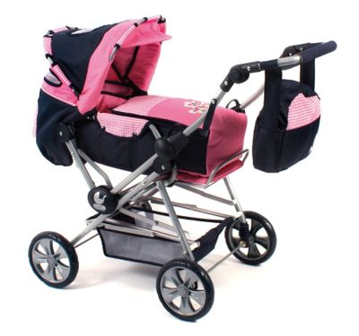 Luxe grote poppenwagen Road Star - Pink Checkered