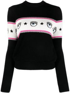 Chiara Ferragni Eyelike-motif intarsia-knit jumper - Noir