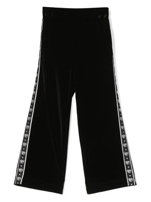 Chiara Ferragni Kids pantalon en velours à motif Eyelike - Noir
