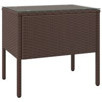 vidaXL Bijzettafel 53x37x48 cm poly rattan en gehard glas bruin