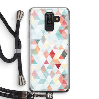 Gekleurde driehoekjes pastel: Samsung Galaxy J8 (2018) Transparant Hoesje met koord