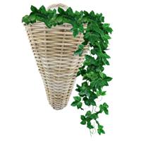 Wandhanger mand - bruin - 35 x 30 x 42 cm - rotan - gevlochten - voor bloemen/planten