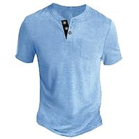 Voor heren Henley-shirt T-shirt Effen Henley Straat Vakantie Korte mouw nappi Zak Kleding Modieus Ontwerper Basic Lightinthebox