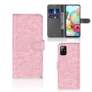 Samsung Galaxy A71 Hoesje White Flowers