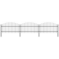 Tuinhek met speerpunt staal 537x125 cm zwart