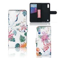 Samsung Galaxy M10 | Telefoonhoesje | Met pasjeshouder | Bird Flowers