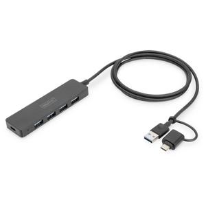 Digitus DA-70236 interface hub USB 3.2 Gen 1 (3.1 Gen 1) Type-A + Type-C 12000 Mbit/s Zwart