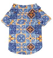 Croci T-shirt hond maioliche blauw / geel - thumbnail