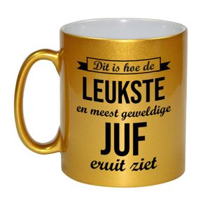 Gouden leukste en meest geweldige juf cadeau koffiemok / theebeker 330 ml   -