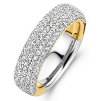 TI SENTO-Milano 12235ZY Ring zilver-zirconia goudkleurig-wit 6 mm Maat 52