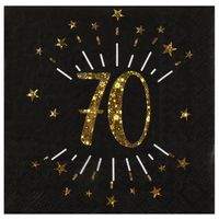 Verjaardag feest servetten leeftijd - 10x - 70 jaar - goud - 33 x 33 cm