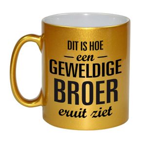 Gouden geweldige broer cadeau koffiemok / theebeker 330 ml