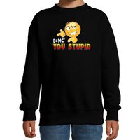 Funny emoticon sweater E is MC kwadraat You stupid zwart kids