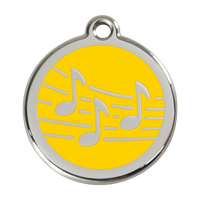 Music Yellow roestvrijstalen hondenpenning large/groot dia. 3,8 cm - RedDingo