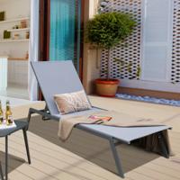 Verstelbare Ligstoel voor Buiten 6-Posities Ligstoel met Snel Drogende Stof Ligstoel voor Terras Zwembad Tuin