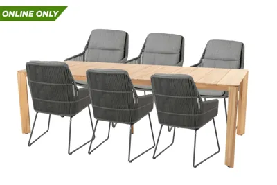 Lucas eettafel 240 X 100 cm met 6 Valencia dining stoelen
