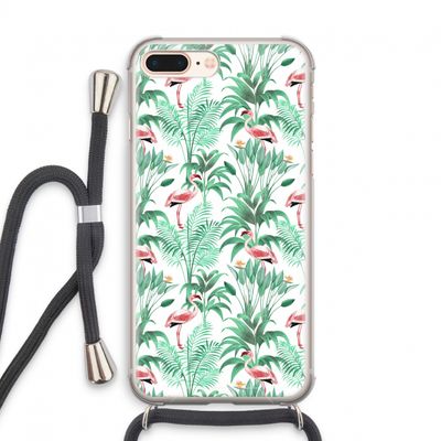 Flamingo bladeren: iPhone 7 PLUS Transparant Hoesje met koord