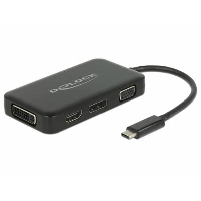 Delock USB 2.0 Adapter [1x USB-C stekker - 1x VGA-bus, HDMI-bus, DVI-bus 24+5-polig, DisplayPort bus] 63929 0.15 m