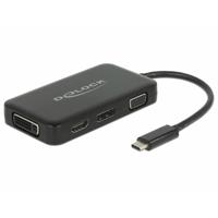 Delock USB 2.0 Adapter [1x USB-C stekker - 1x VGA-bus, HDMI-bus, DVI-bus 24+5-polig, DisplayPort bus] 63929 0.15 m