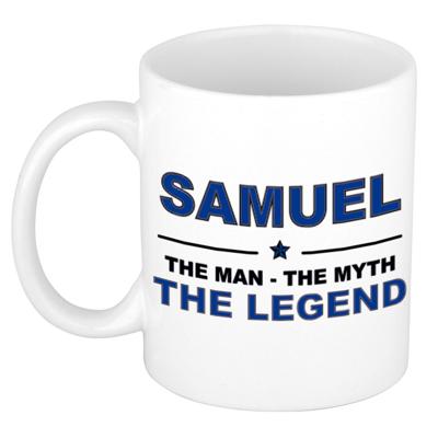 Samuel cadeau mok - man myth legend - naam koffiemok / beker - wit en blauw - 300 ml