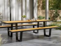 Picknicktafel VICENZA 240 cm aluminium zwart/wood effect Picknicktafel VICENZA 240 cm aluminium zwart/wood effect