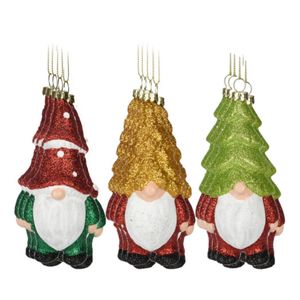 Kersthangers gnome/dwerg/kabouter- set 12x st- 12,5cm -kunststof -kerstornamenten