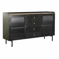 Dressoir DKD Home Decor Natuurlijk Zwart Gouden Metaal Mangohout (145 x 40 x 85 cm)