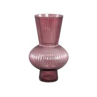 PTMD Anouk Purple solid glass vase ribbed round taps - thumbnail