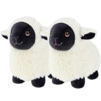 Keel Toys pluche schaap/lammetje knuffeldier - 2x - wit/zwart - lopend - 18 cm - thumbnail