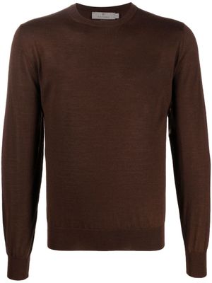 Canali sweat en maille nervurée à col rond - Marron