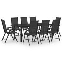 vidaXL 9-delige Tuinset aluminium zwart - thumbnail