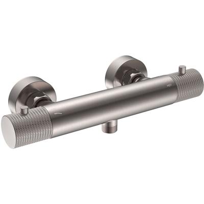 Wiesbaden Ribbd Thermostatische Douchemengkraan - Hartafstand 15 cm - Geborsteld Staal