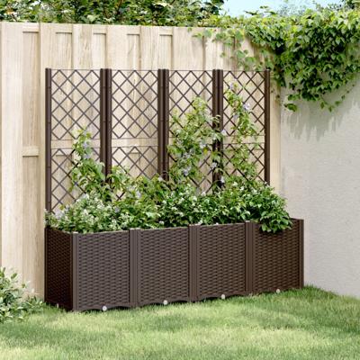 VidaXL Plantenbak met latwerk 160x40x140 cm polypropeen bruin VidaXL Plantenbak met latwerk 160x40x140 cm polypropeen bruin