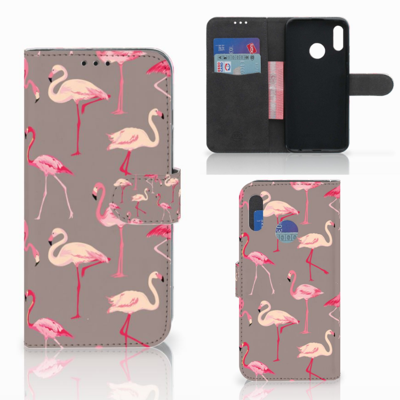 Honor 10 Lite | Telefoonhoesje | Met pasjeshouder | Flamingo