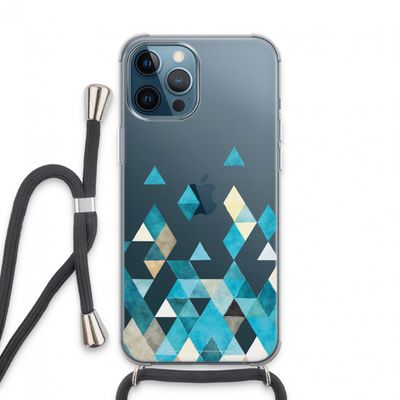 Gekleurde driehoekjes blauw: iPhone 13 Pro Max Transparant Hoesje met koord