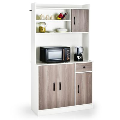 Keukenkast met Werkblad Buffetkast met 4 Verstelbare Planken en Kabelopeningen Hoge Kast voor Keuken Woonkamer 180 cm