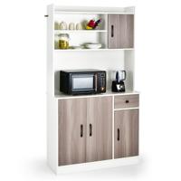 Keukenkast met Werkblad Buffetkast met 4 Verstelbare Planken en Kabelopeningen Hoge Kast voor Keuken Woonkamer 180 cm